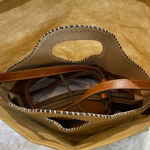 PATRICIA NASH Tan and Brown FLOWER  Leather Bag WITH DUST BAG  SOME SMALL MARKS - Picture 10 of 13